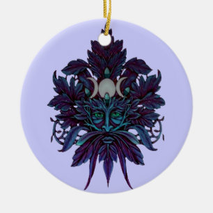 Pagan Green Man Triple Moon Wiccan God Ceramic Ornament