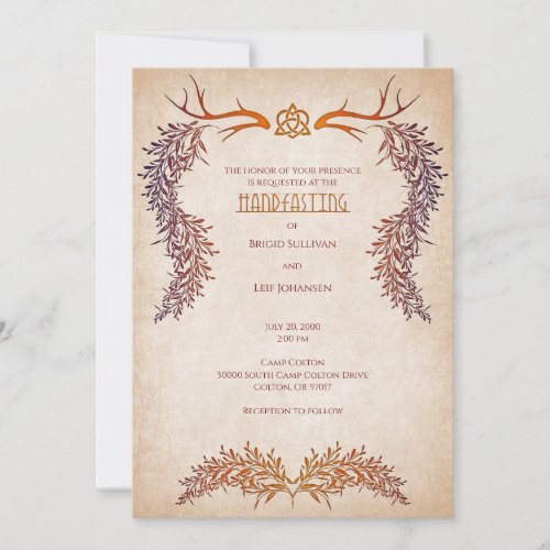 Pagan Handfasting Autumn Foliage Wedding Invitation