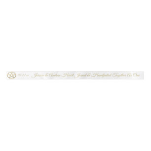 Pagan Handfasting Gold Pentacle Custom Wedding Satin Ribbon