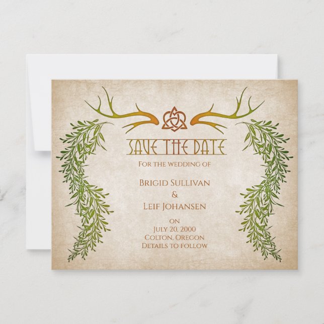 Pagan Handfasting Wedding Save The Date (Front)