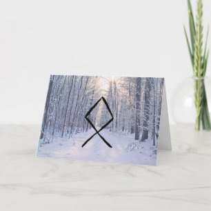 Pagan, Heathen Yule Holiday Card, Othala Rune Letterpress Thank You Card