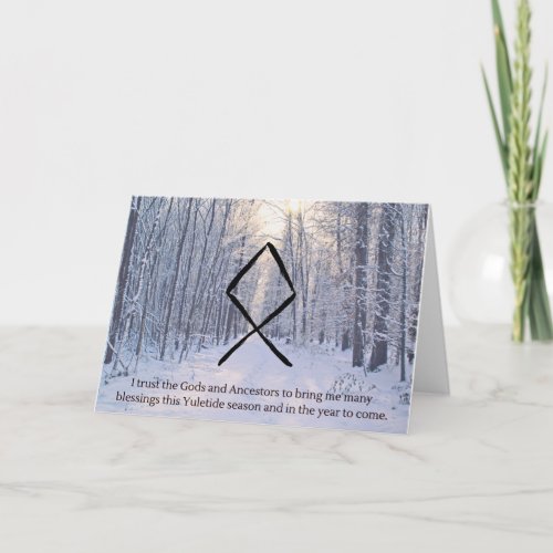 Pagan Heathen Yule Holiday Card Othala Rune Thank You Card