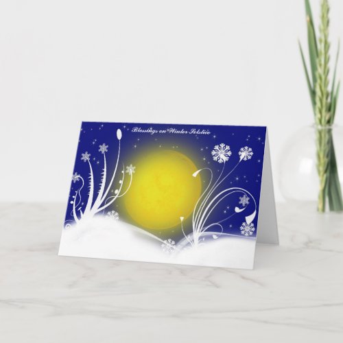 Pagan Moon Winter Solstice Blessings Card