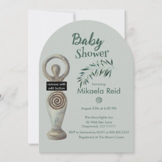 Pagan Mother Goddess With Leaves Baby Shower Invitation