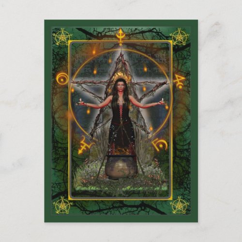 Pagan Postcard _ Spellweaver Witch Green  Earth