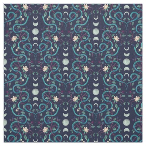 Pagan Snakes and Moon Phases Fabric