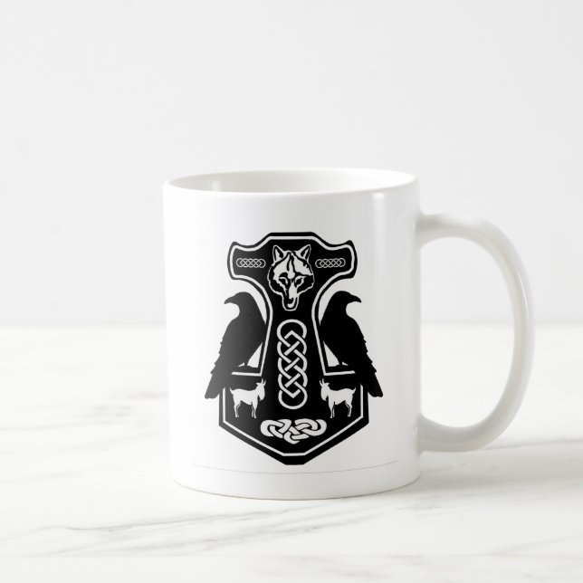 Pagan Thor's Hammer with Raven Mug (Right)