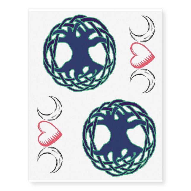Pagan tree & inclusive Wicca Temporary Tattoos (Front)