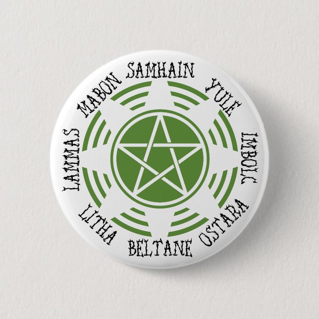 Pagan Wheel of the Year Pinback Button (Front)