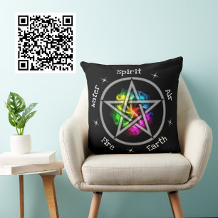 Pagan Wiccan Elemental Pentagram Throw Pillow