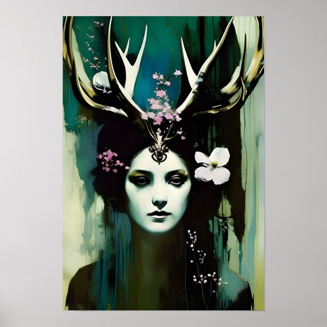 Pagan Woman With Antlers Poster (Front)
