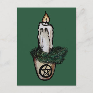 Pagan Yule Candle Postcard