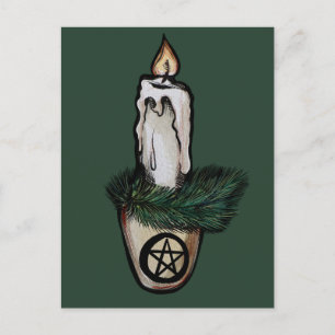 Pagan Yule Candle wicca w Postcard