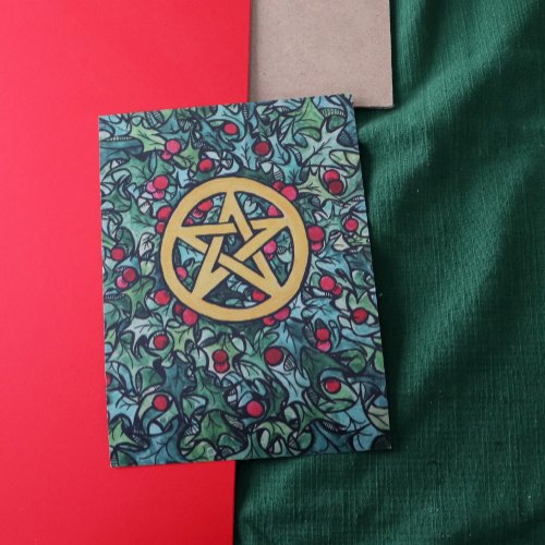 Pagan Yule Pentagram Card