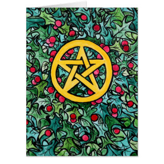 Pagan Yule Pentagram Card