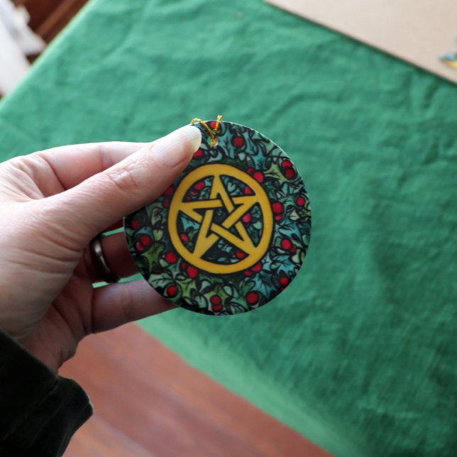 Pagan Yule Pentagram Ceramic Ornament (Creator Uploaded)