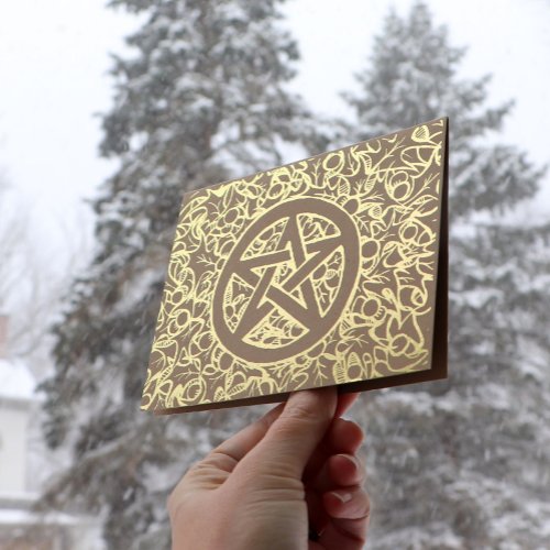 Pagan Yule Pentagram  Foil Card