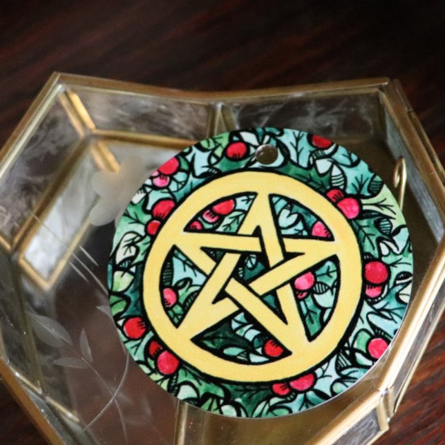 Pagan Yule Pentagram Metal Ornament (Creator Uploaded)