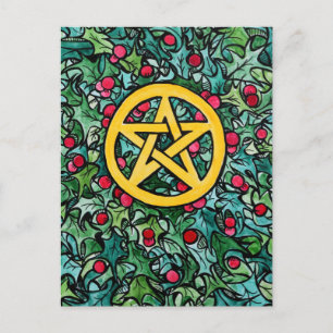 Pagan Yule Pentagram Postcard