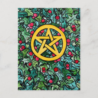 Pagan Yule Pentagram Postcard