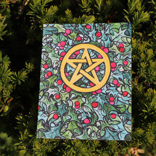 Pagan Yule Pentagram Postcard