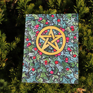 Pagan Yule Pentagram Postcard