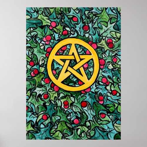 Pagan Yule Pentagram Poster