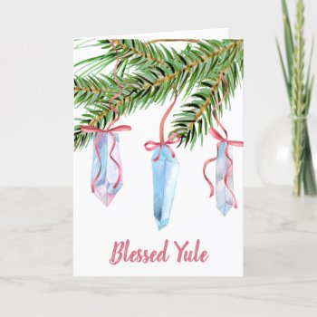 Pagan Yule Tree Quartz Crystal Winter Solstice Holiday Card by Cosmic_Crow_Designs at Zazzle