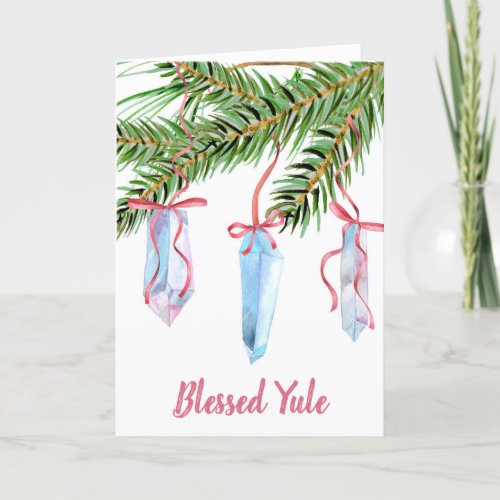 Pagan Yule Tree Quartz Crystal Winter Solstice Holiday Card