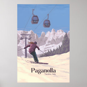 Paganella Ski Resort Travel Poster