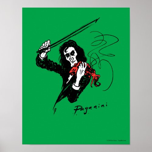 Paganini playing a red violin 11x14 poster