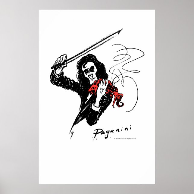 Paganini playing red violin poster (Front)