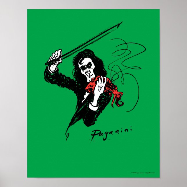 Paganini with violin poster 11"x14" (Front)