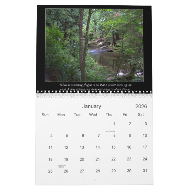 Pagans and The Natural World Calendar (Jan 2026)