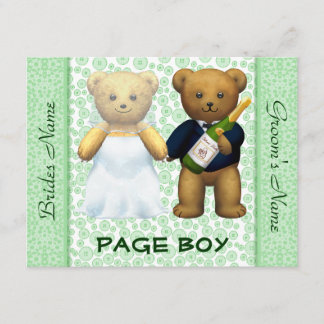 Page Boy - Teddy Bears Apple Green Wedding Invite
