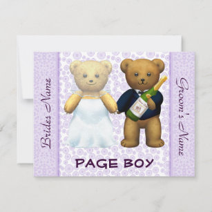 Page Boy - Teddy Bears lilac Wedding Invite