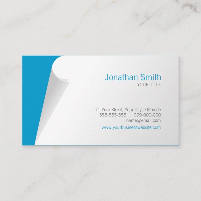 Page Curl Blue business card (Front)