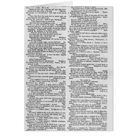 Page from a Dictionary Cards (Front)