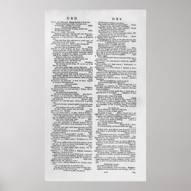 Page from a Dictionary Poster (Front)
