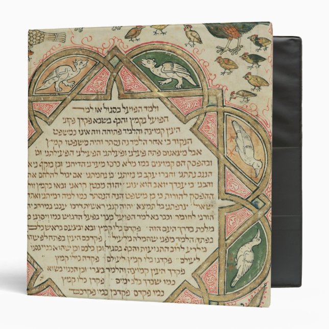 Page from a Hebrew Bible depicting 3 Ring Binder (Front/Inside)