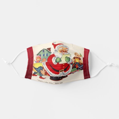 Page from a Vintage Storybook Santa Claus Adult Cloth Face Mask