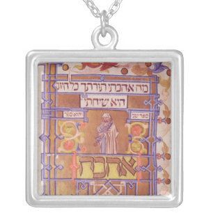 Page from the Mishneh Torah, systematic code Silver Plated Necklace