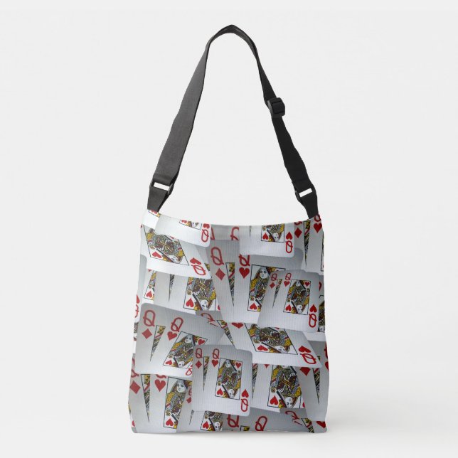 Page Full Of Queens Playing Cards, Crossbody Bag (Front)