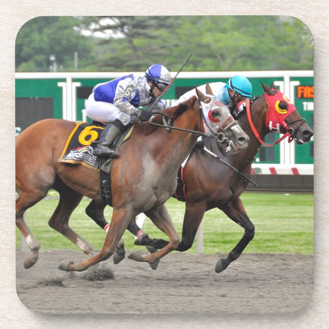 Page McKenney winning the Salvatore Mile Beverage Coaster (Front)
