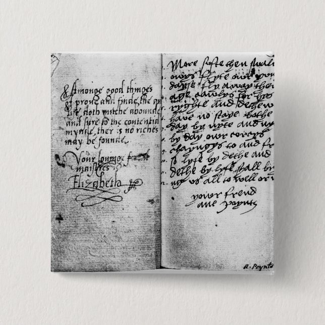 Page of manuscript pinback button (Front)
