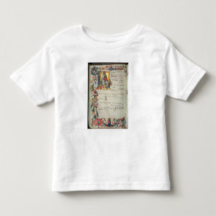 Page of musical notation with a historiated toddler t-shirt