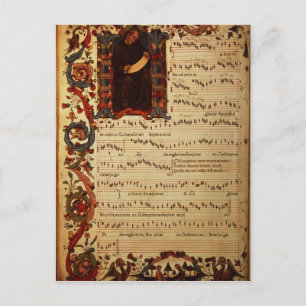 Page of Musical Notation with historiated Postcard
