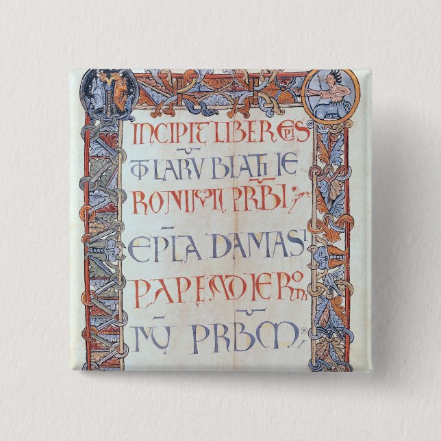 Page of text with a floriated border button (Front)