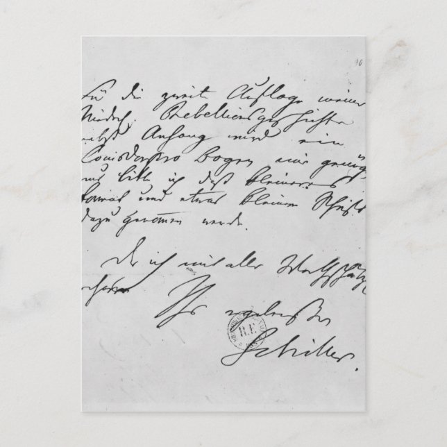 Page of text with his signature postcard (Front)