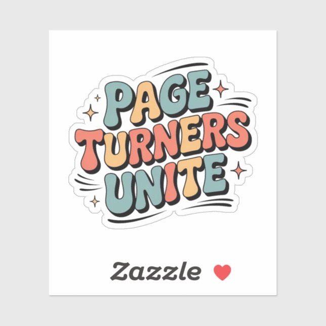 Page Turners Unite – Funky Retro Book Lover Sticker (Sheet)
